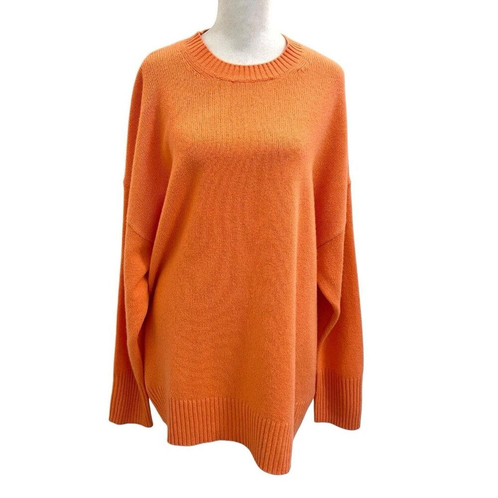 COS 100% Cashmere Relaxed Oversized Knit Sweater Coral Orange size Large
